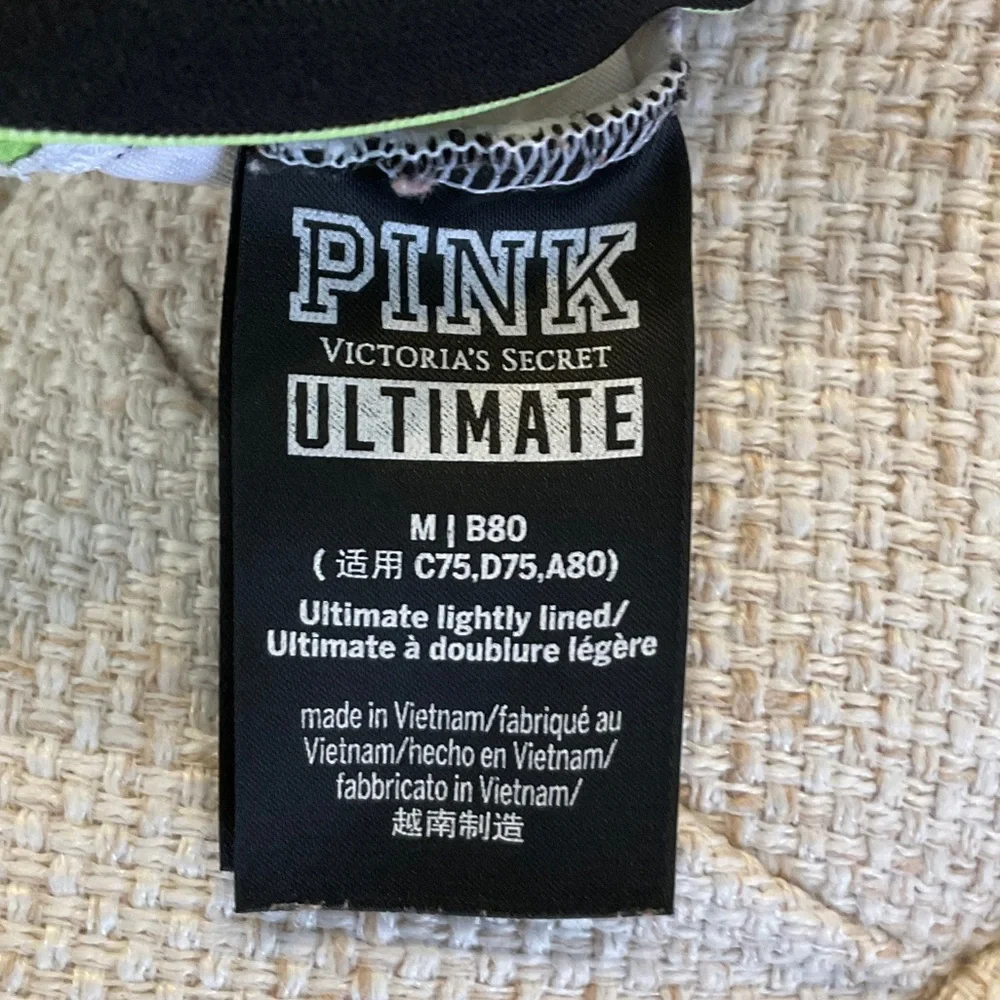 PINK Victoria's Secret Floral Sports Bra - Black, White, Neon Yellow